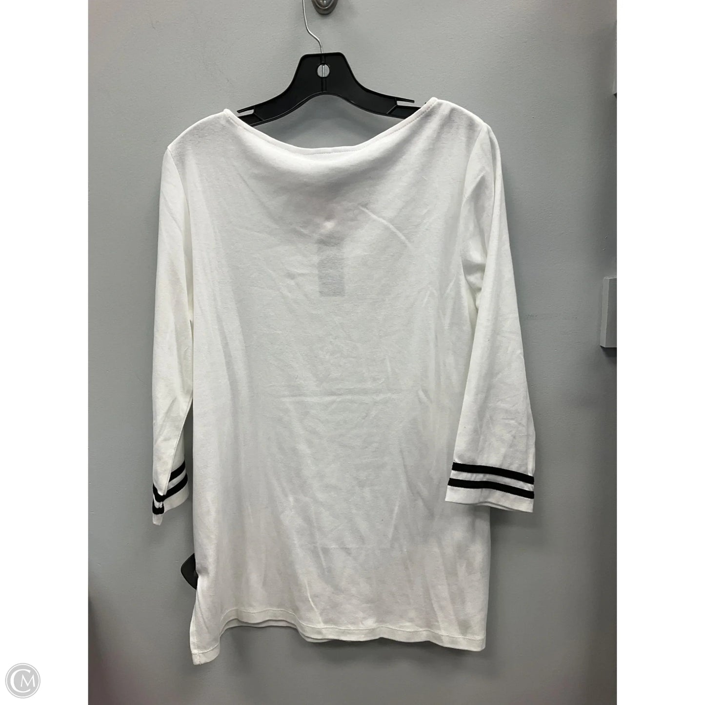 Top 3/4 Sleeve By Karen Scott In Black & White, Size: M