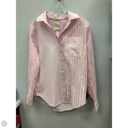 Top Long Sleeve By Clothes Mentor In Pink & White, Size: S