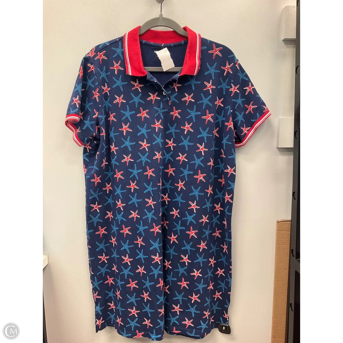 Dress Casual Short By Lands End In Blue & Red, Size: 1x