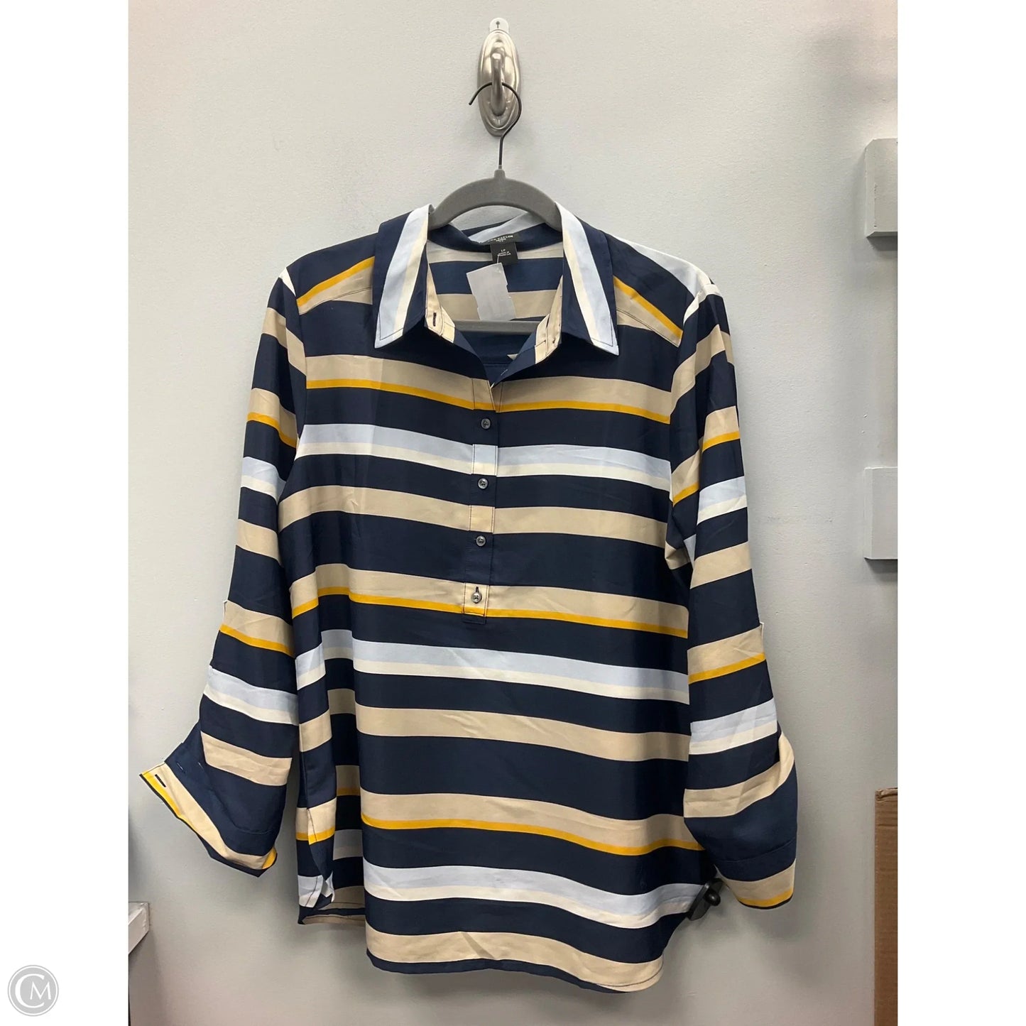 Top Long Sleeve By Ann Taylor In Striped Pattern, Size: Lp
