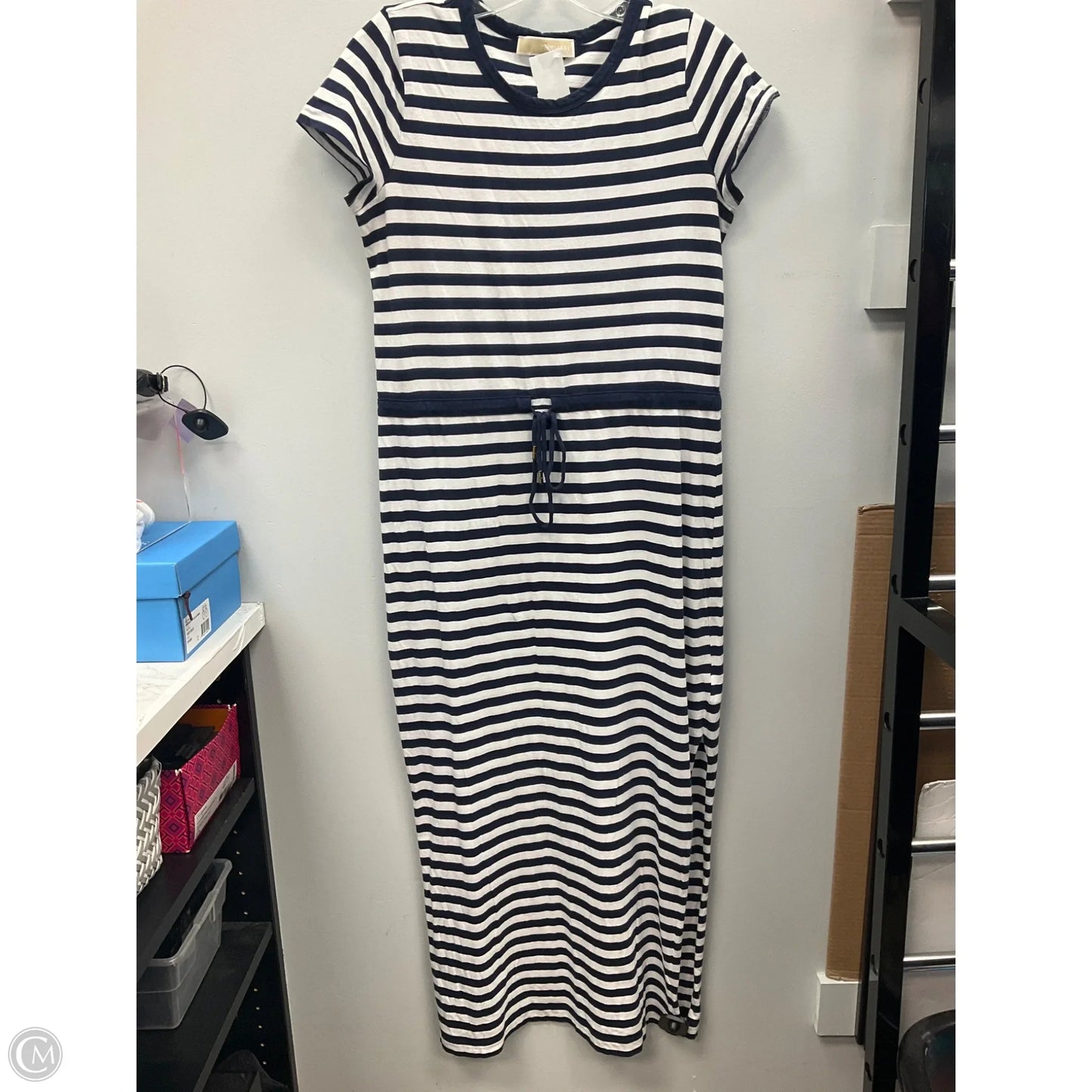 Dress Casual Midi By Michael By Michael Kors In Blue & White, Size: S