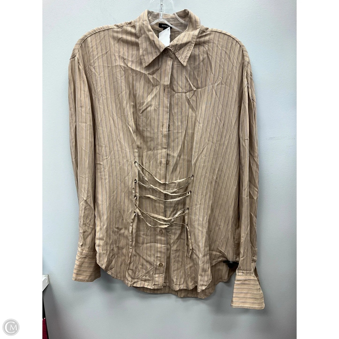 Top Long Sleeve By Express In Striped Pattern, Size: Xs