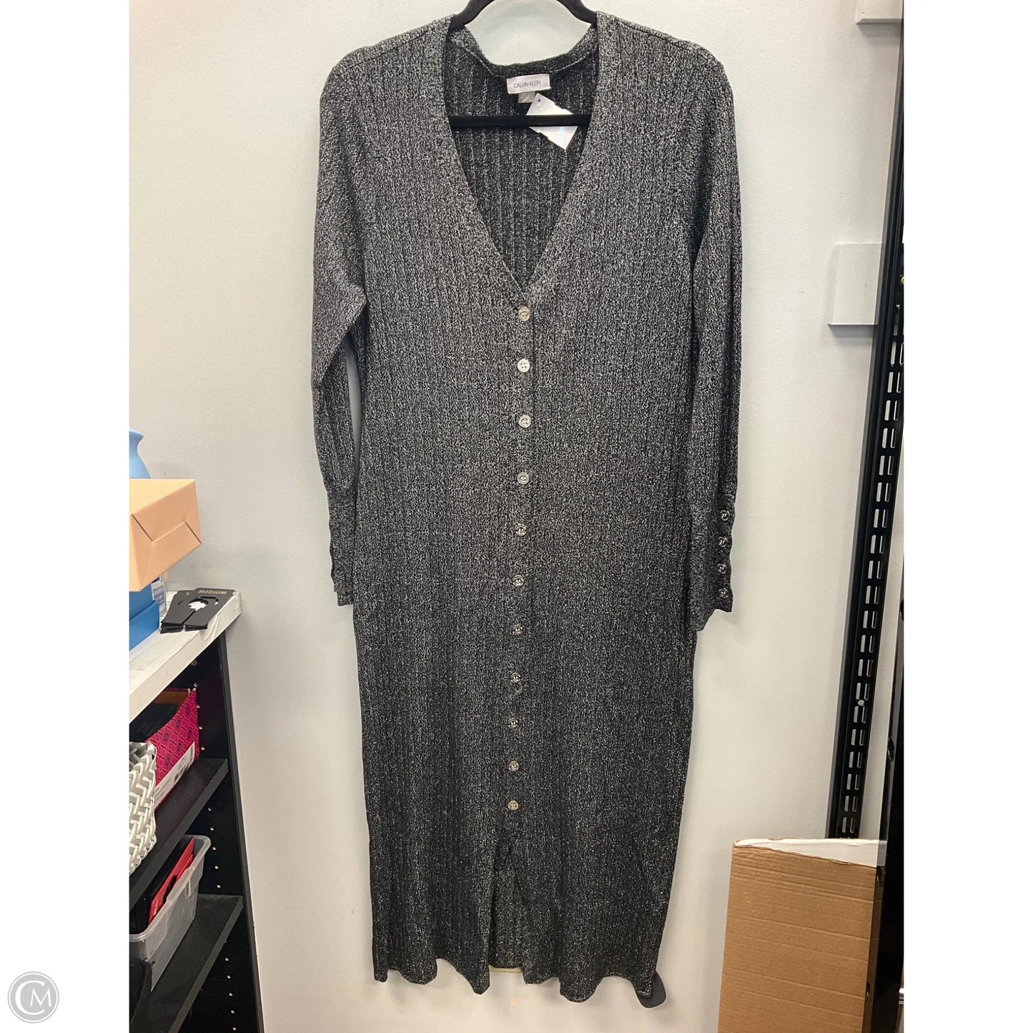 Dress Sweater By Calvin Klein In Silver, Size: Xl