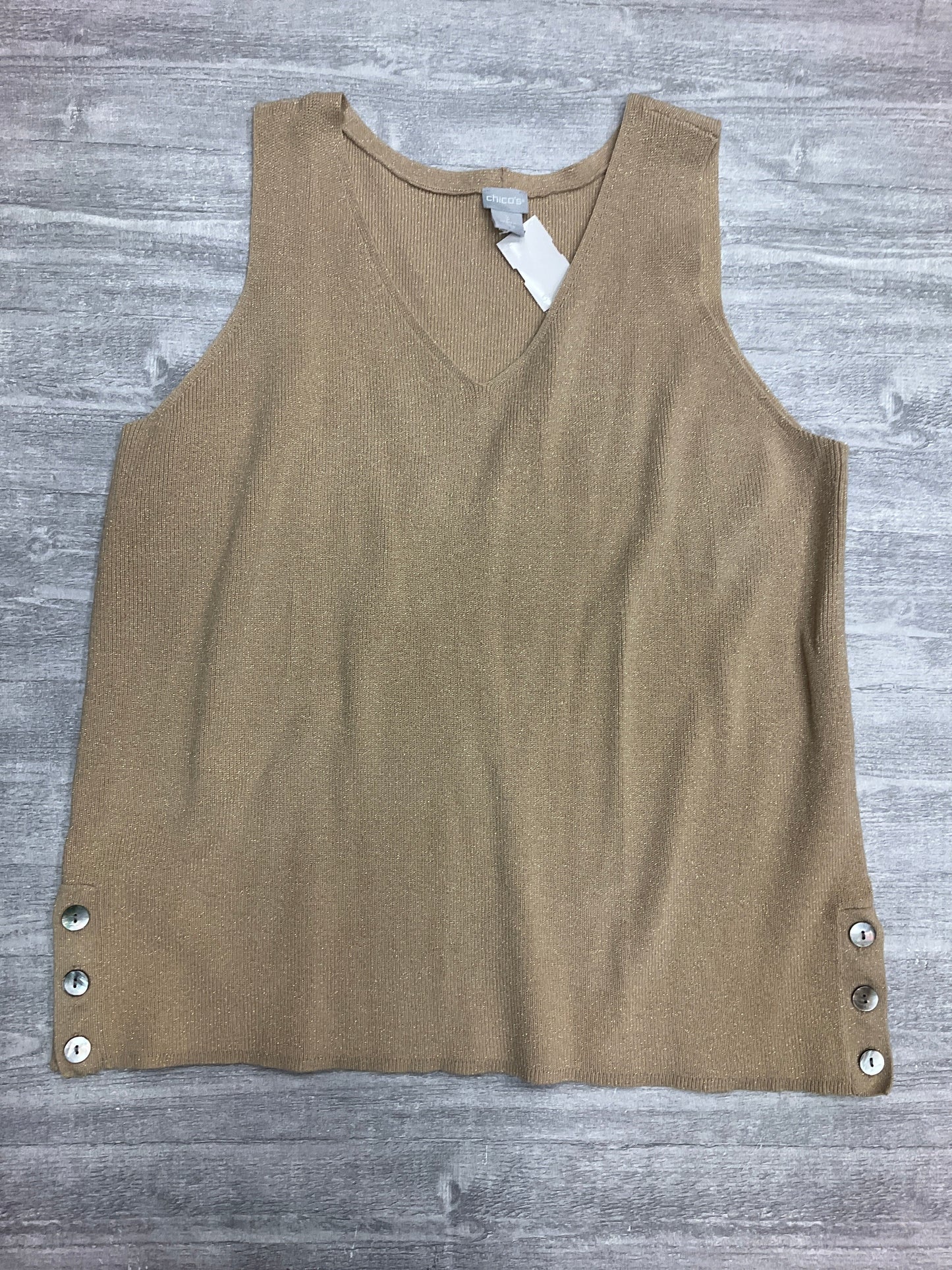 Vest Sweater By Chicos In Gold, Size: L