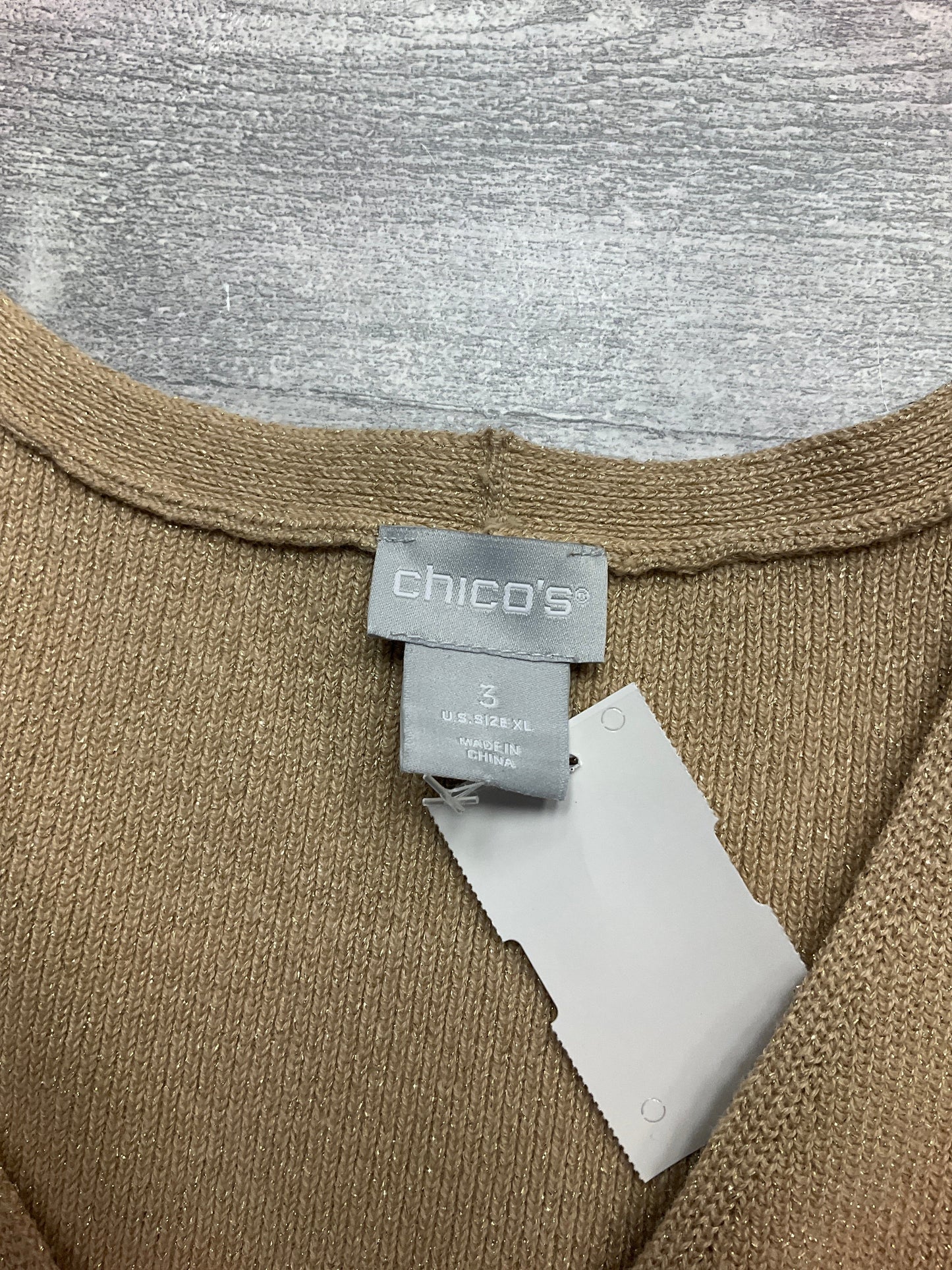 Vest Sweater By Chicos In Gold, Size: L