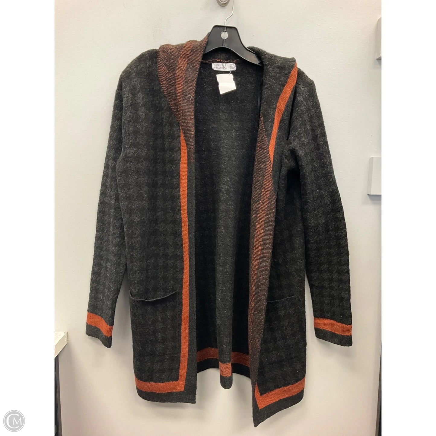 Sweater Cardigan By 89th And Madison In Black & Orange, Size: S