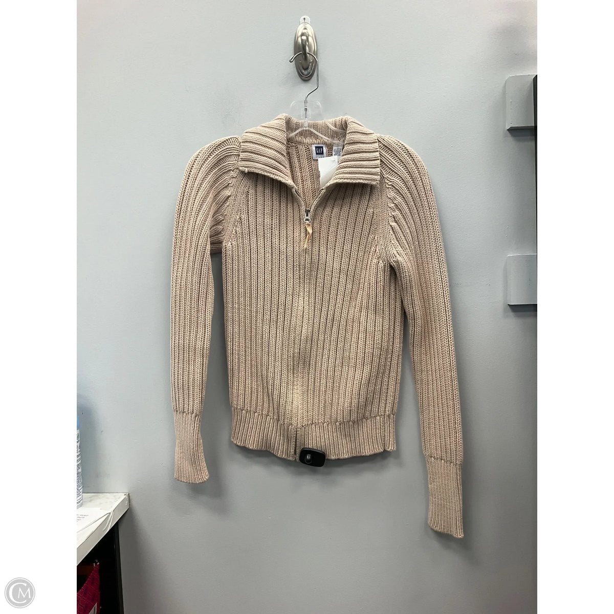 Sweater Cardigan By Gap In Tan, Size: M