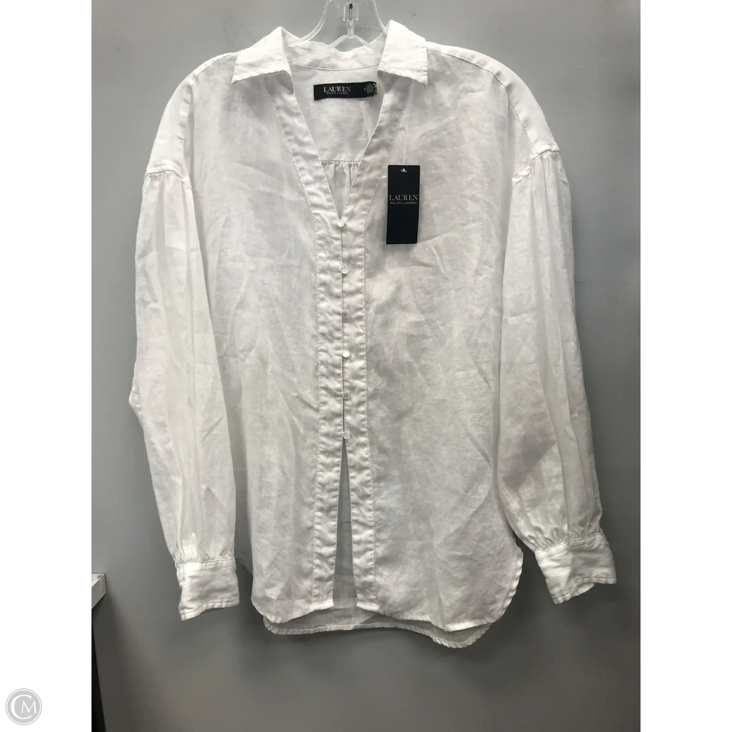Top Long Sleeve By Lauren By Ralph Lauren In White, Size: M