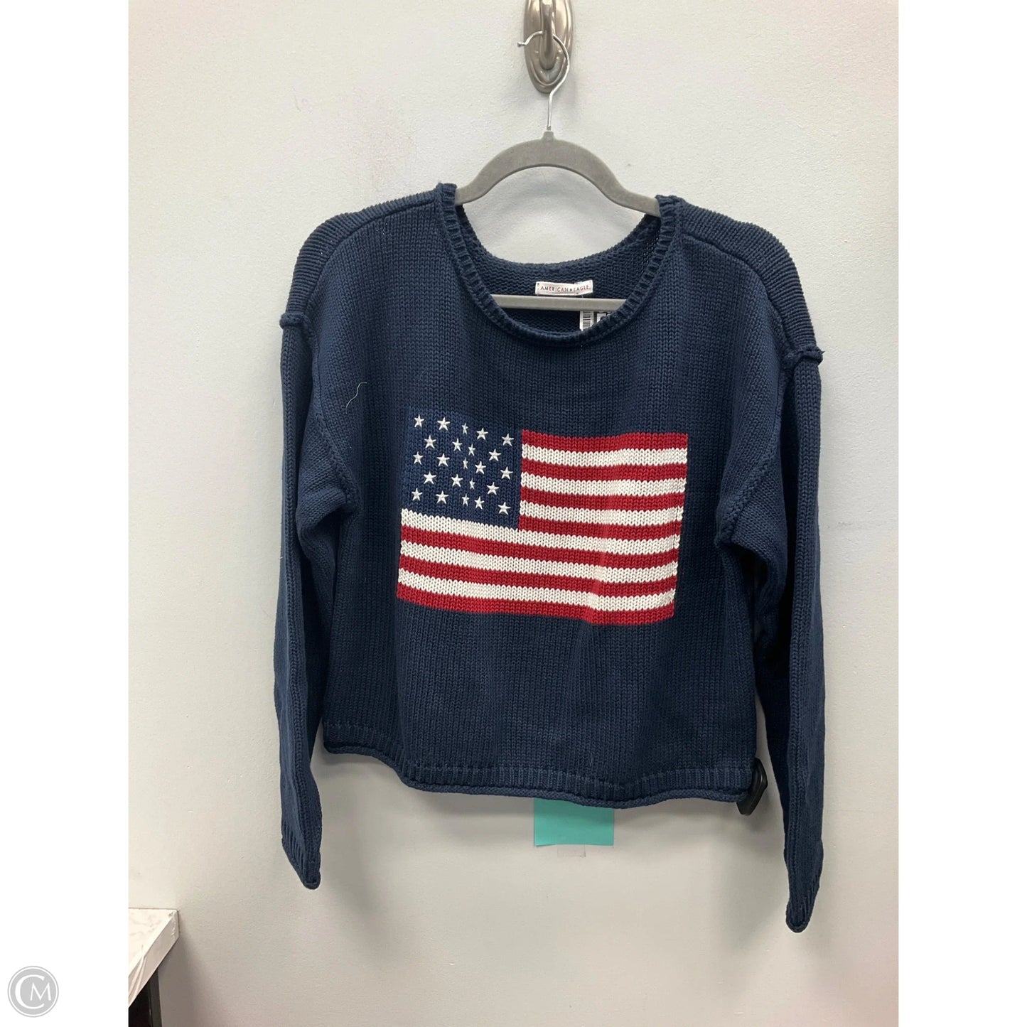 Sweater By American Eagle In Blue & Red & White, Size: Xs