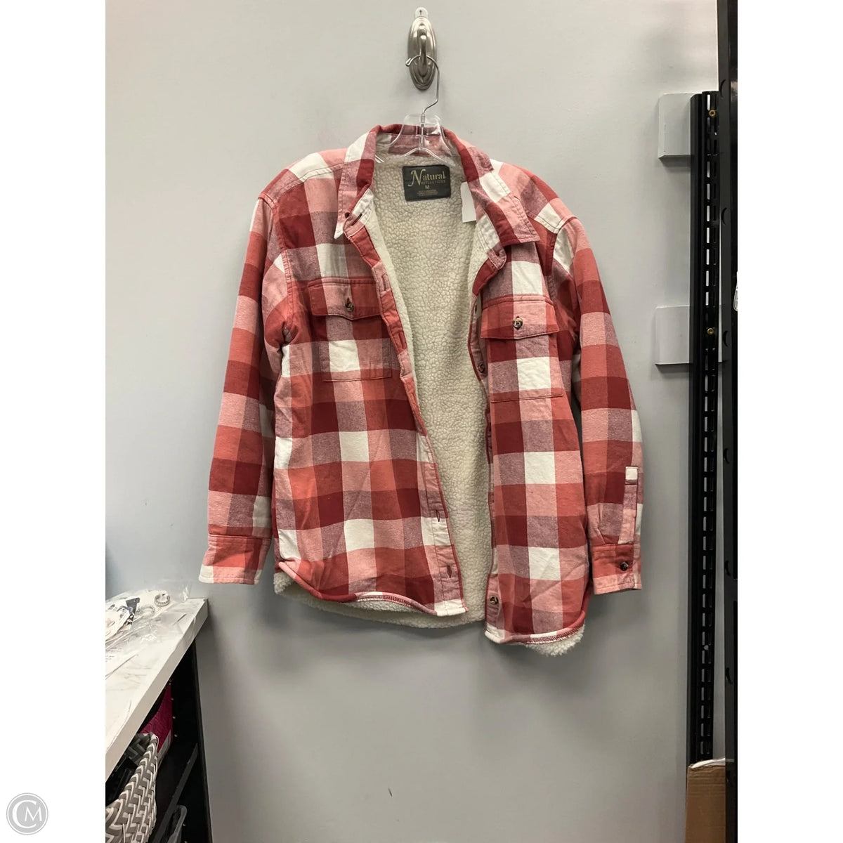 Jacket Faux Fur & Sherpa By Natural Reflections In Plaid Pattern, Size: M