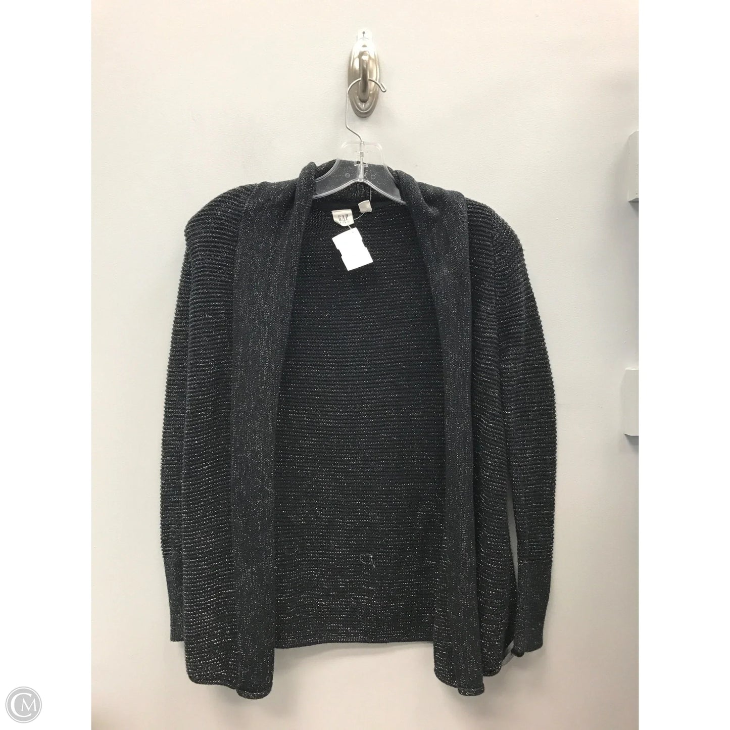 Sweater Cardigan By Gap In Black & Silver, Size: 10