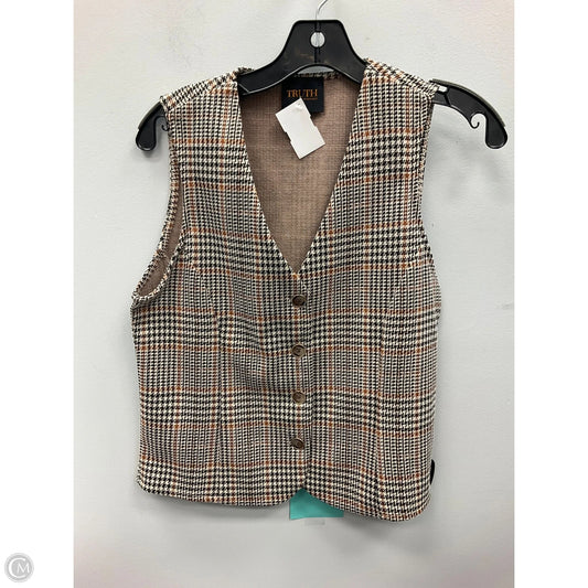 Vest Sweater By Truth In Plaid Pattern, Size: S