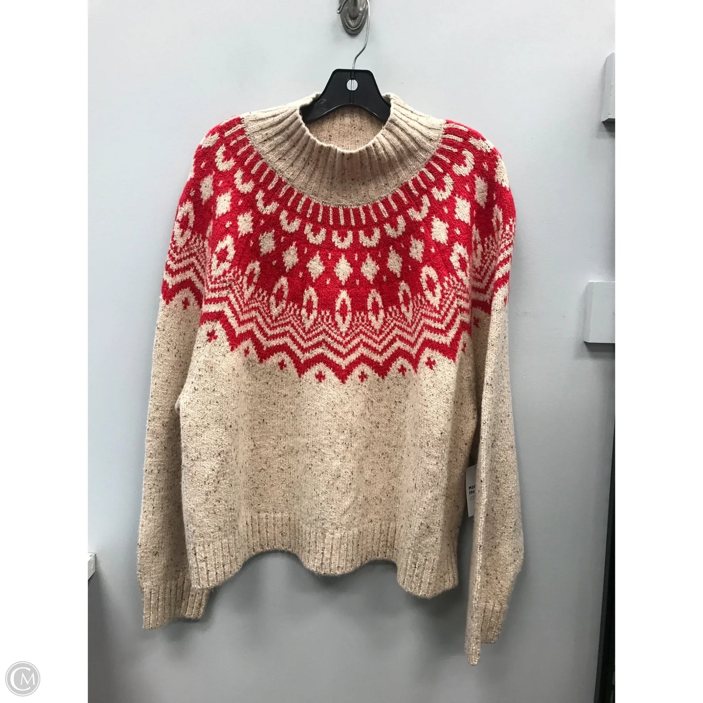 Sweater By Old Navy In Cream & Red, Size: Xl