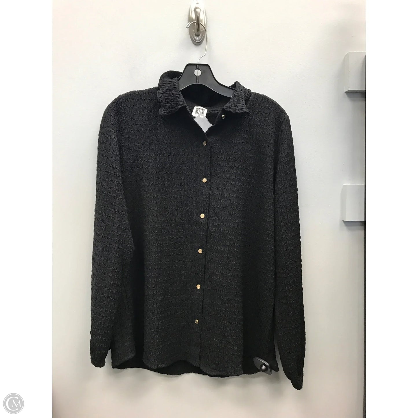 Top Long Sleeve By Anne Klein In Black, Size: M