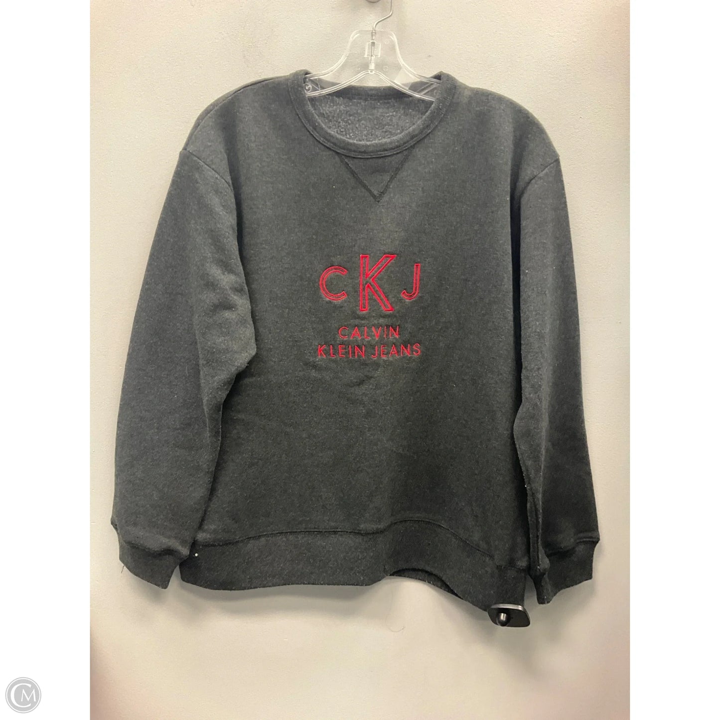 Sweatshirt Crewneck By Calvin Klein In Grey, Size: S