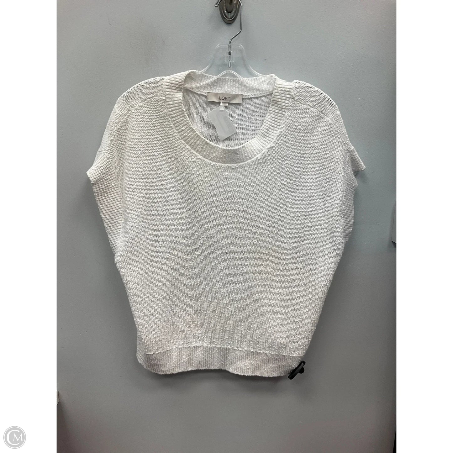 Sweater Short Sleeve By Loft In White, Size: M