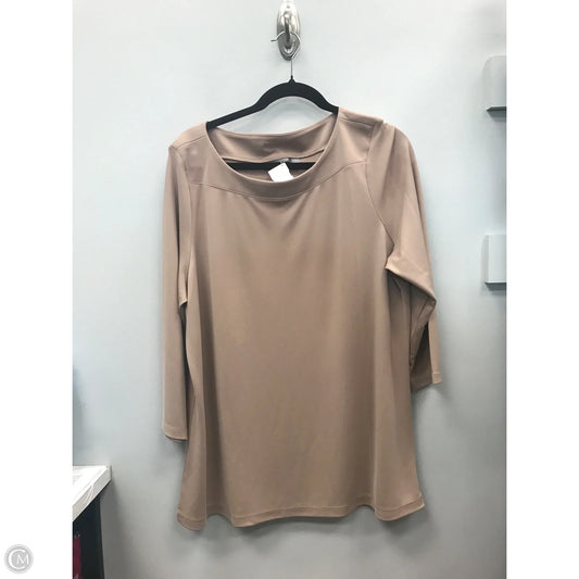 Top 3/4 Sleeve By Susan Graver In Tan, Size: Xl