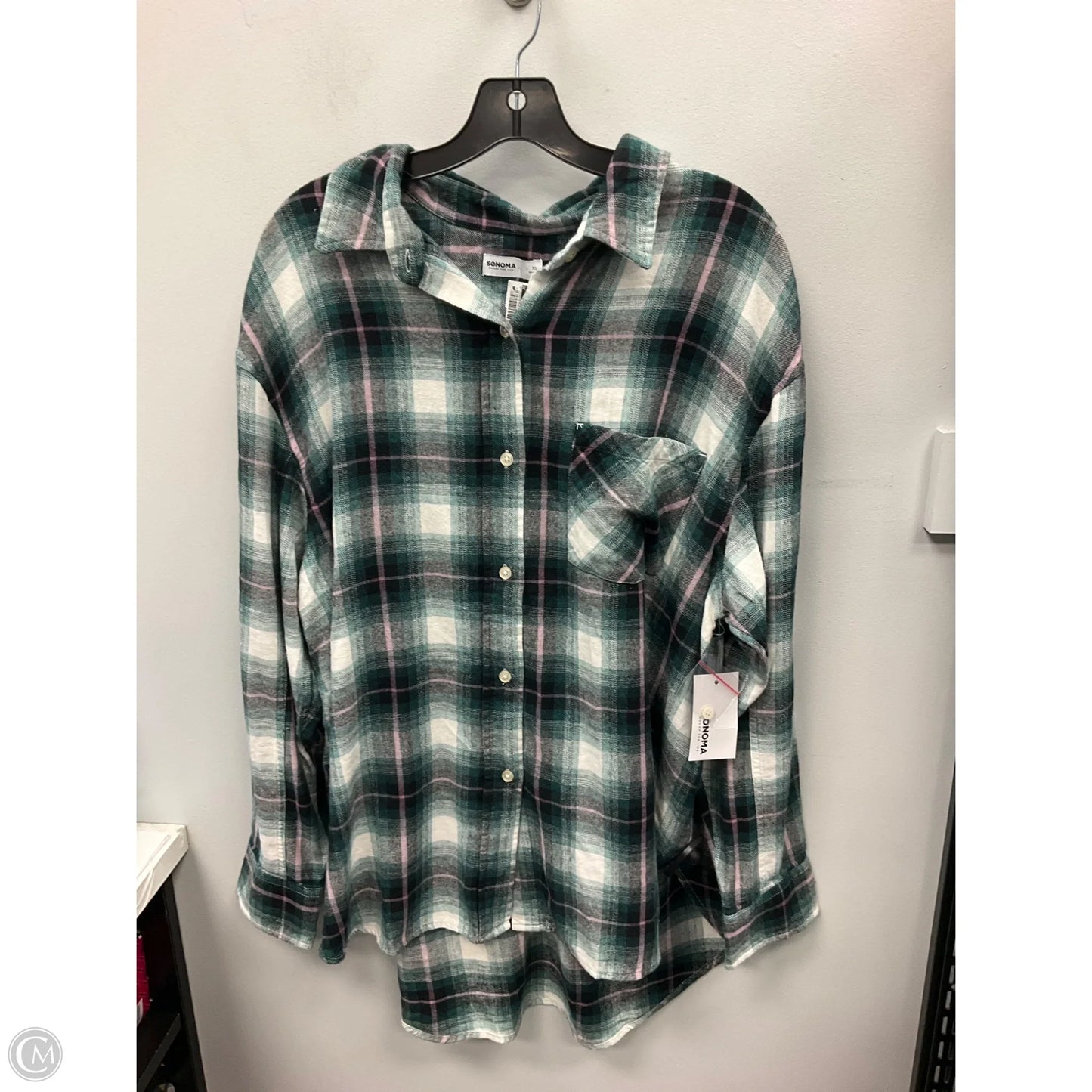 Top Long Sleeve By Sonoma In Plaid Pattern, Size: Xl