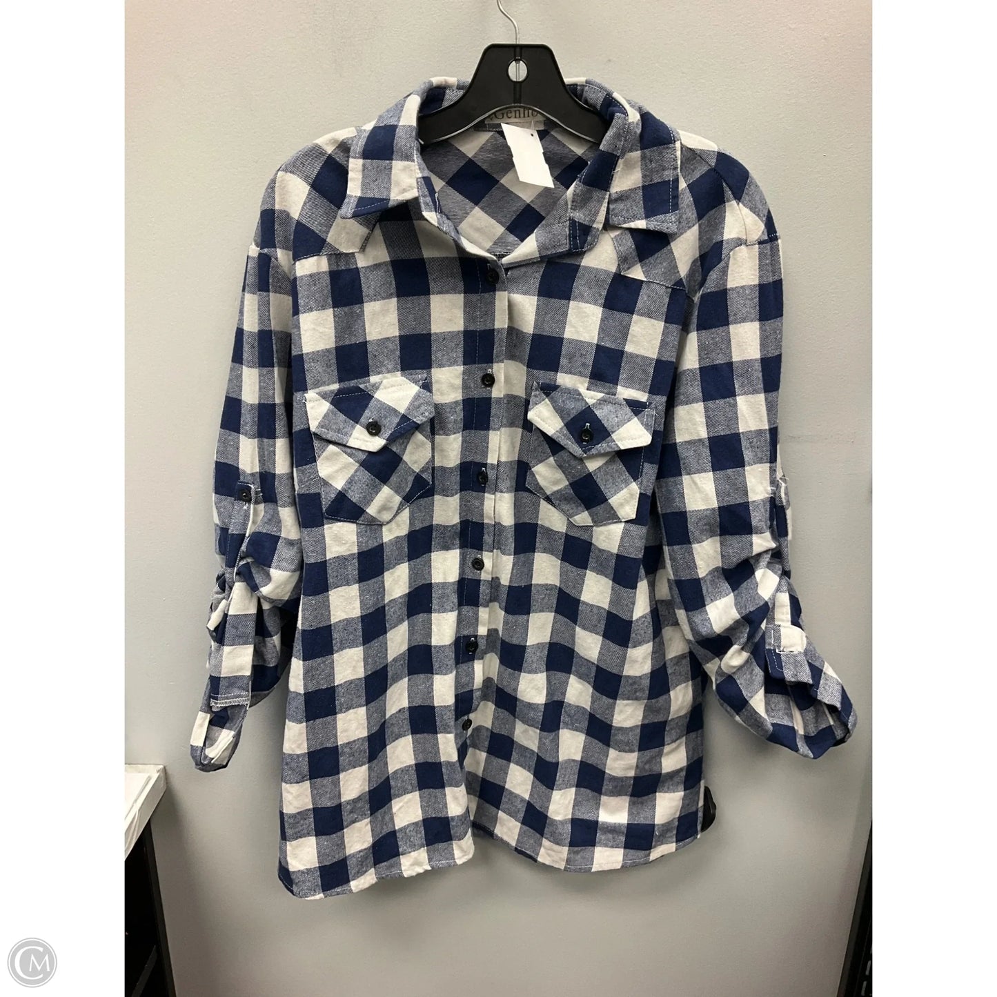 Top Long Sleeve By genhoo In Checkered Pattern, Size: Xl