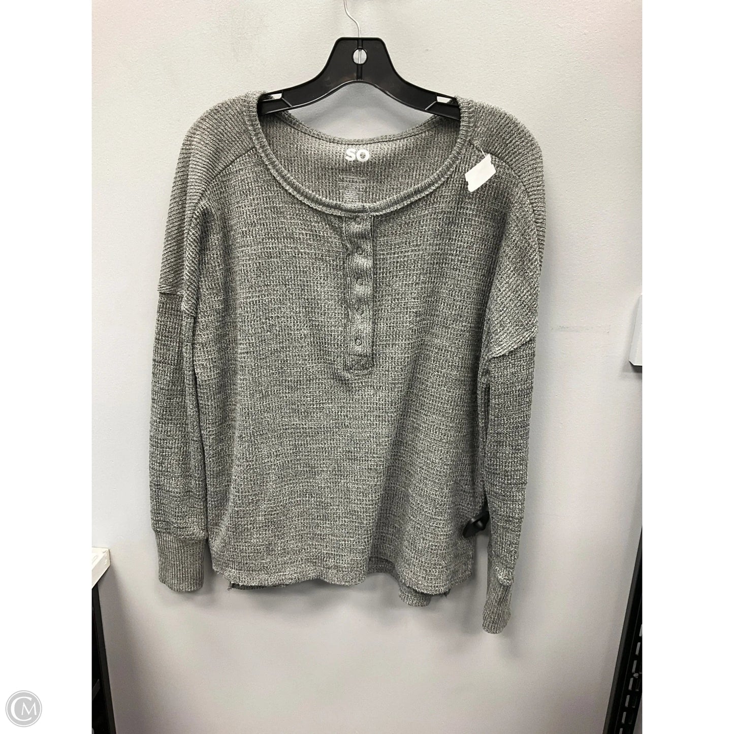 Top Long Sleeve By So In Grey, Size: L