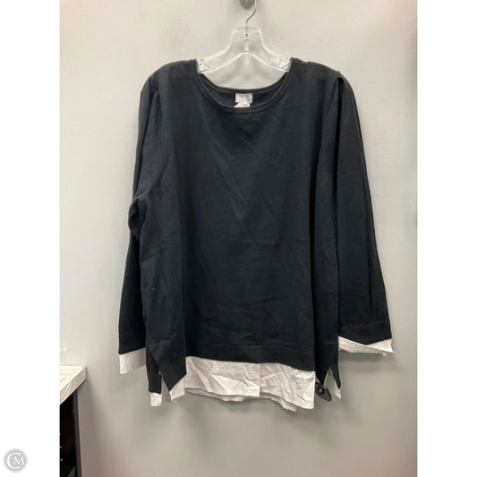Top Long Sleeve By Chicos In Black & White, Size: Xl