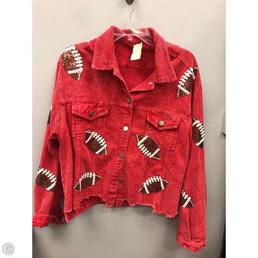 Jacket Shirt By Clothes Mentor In Red, Size: Xl