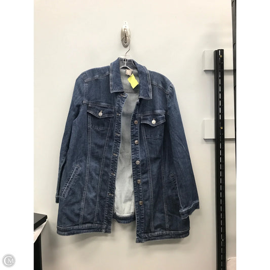 Jacket Denim By Chicos In Blue, Size: 2p