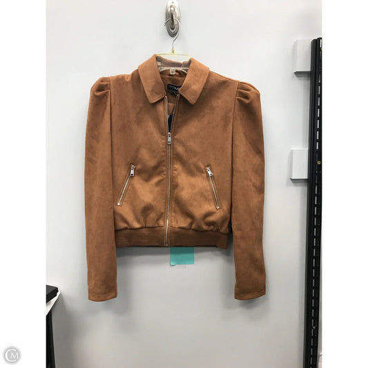 Jacket Moto By Clothes Mentor In Brown, Size: S
