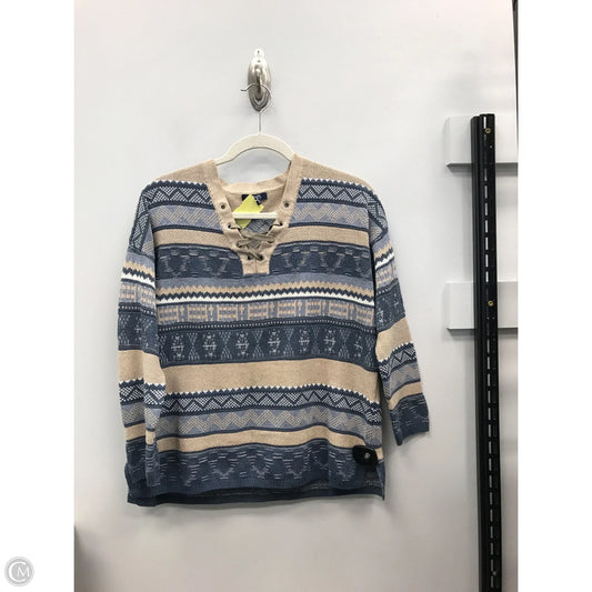 Sweater By Chaps In Blue & Tan, Size: M