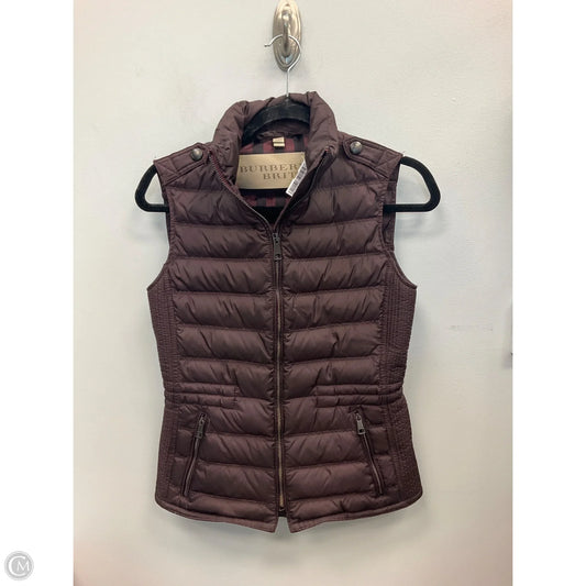 Vest Luxury Designer By Burberry In Maroon, Size: Xs