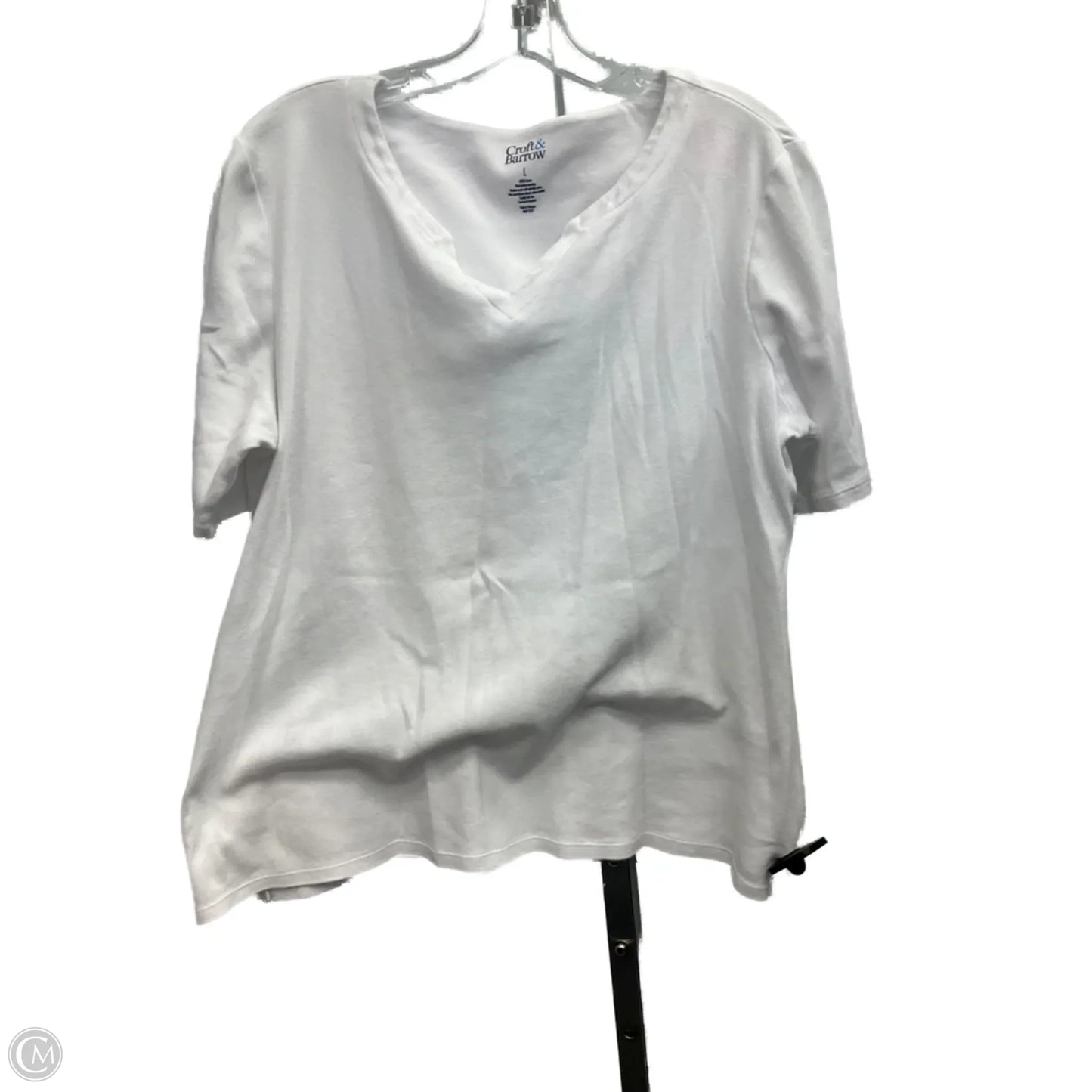 Top Short Sleeve By Croft And Barrow In White, Size: L