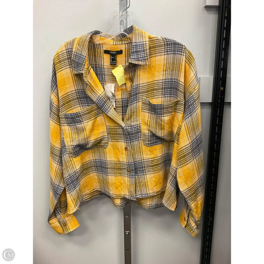 Top Long Sleeve By Forever 21 In Plaid Pattern, Size: S