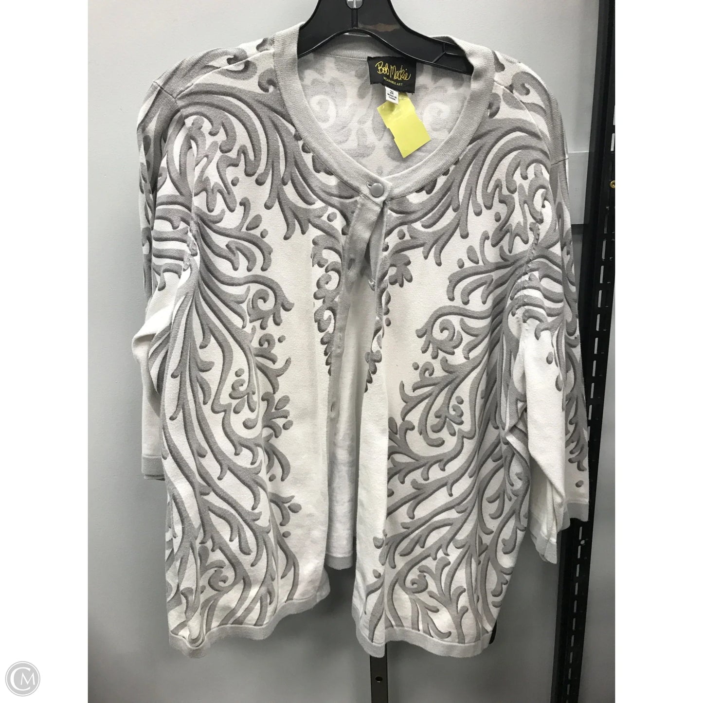 Sweater Cardigan By Bob Mackie Qvc In Grey, Size: 2x