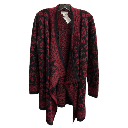 Sweater Cardigan By Lucky Brand In Black & Red, Size: M