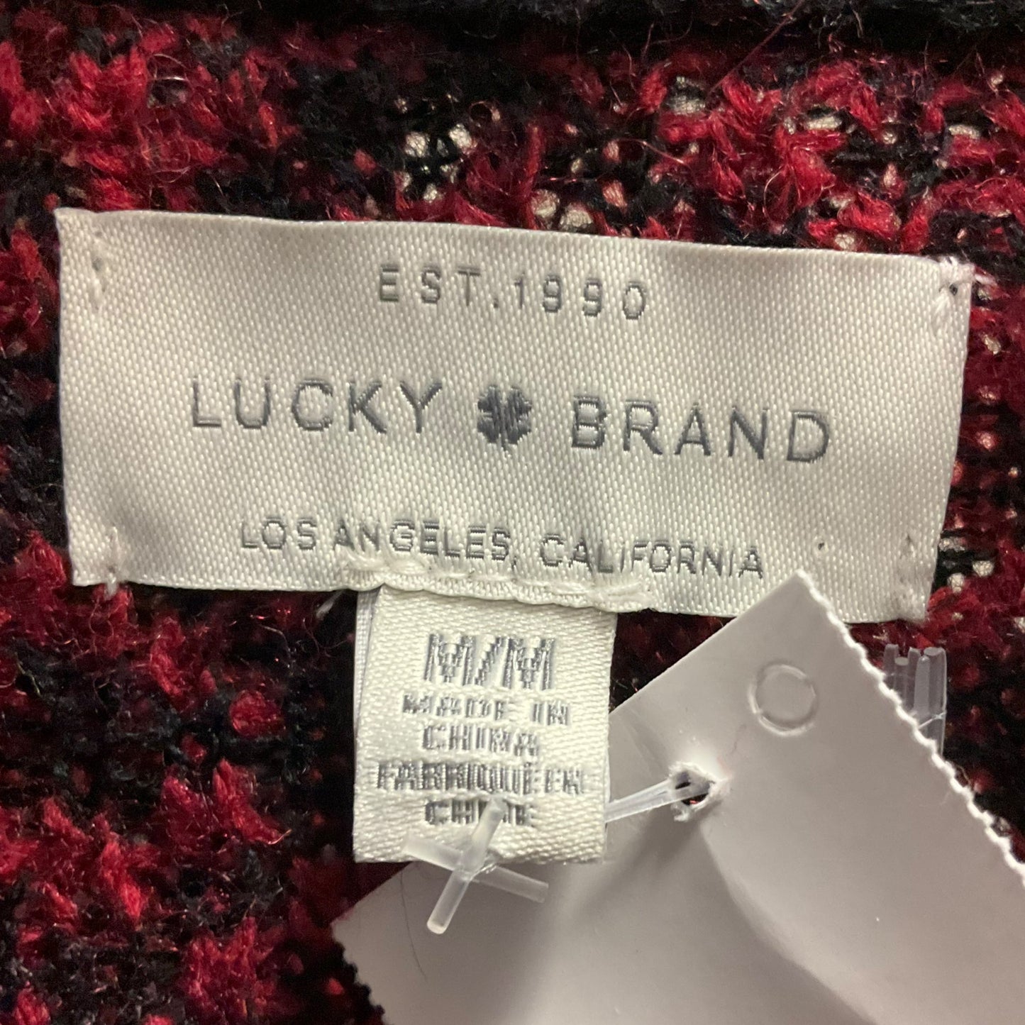 Sweater Cardigan By Lucky Brand In Black & Red, Size: M