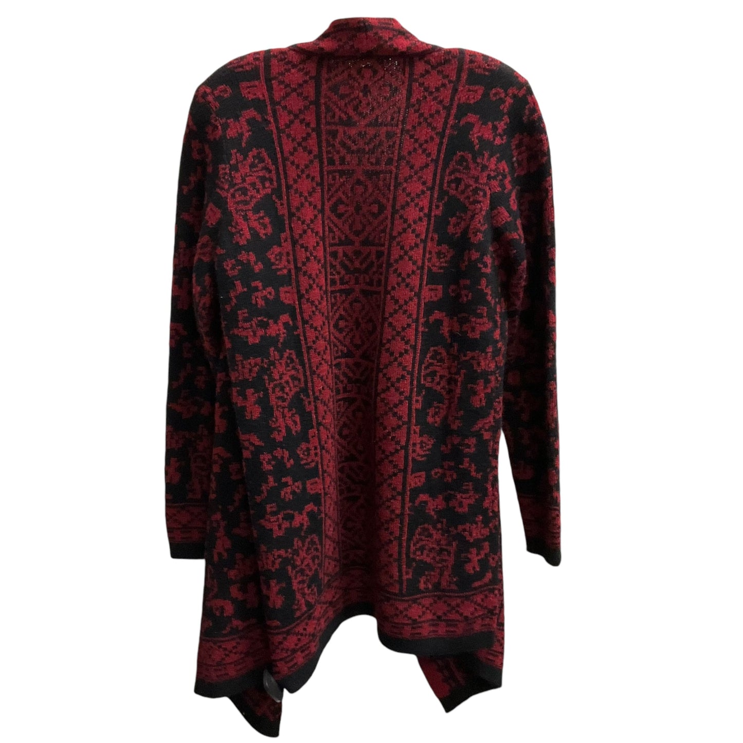 Sweater Cardigan By Lucky Brand In Black & Red, Size: M