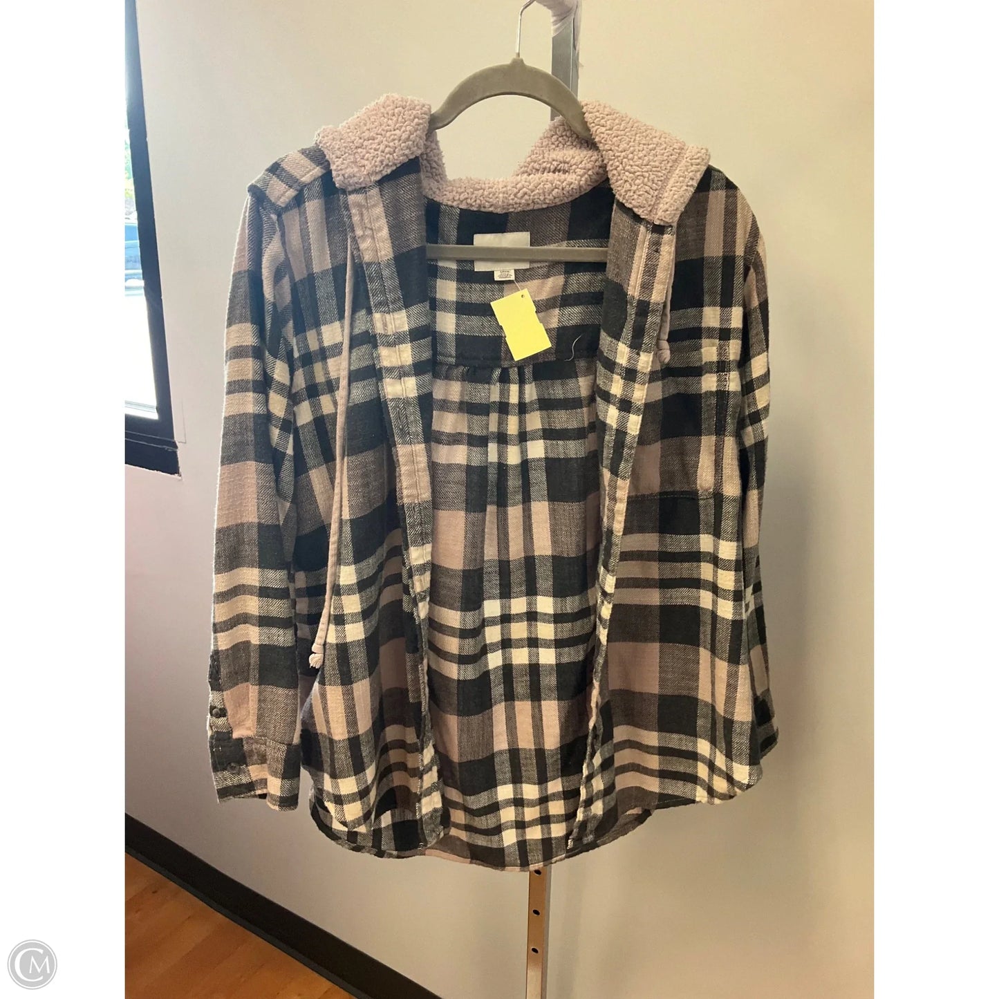 Sweatshirt Hoodie By American Eagle In Plaid Pattern, Size: S