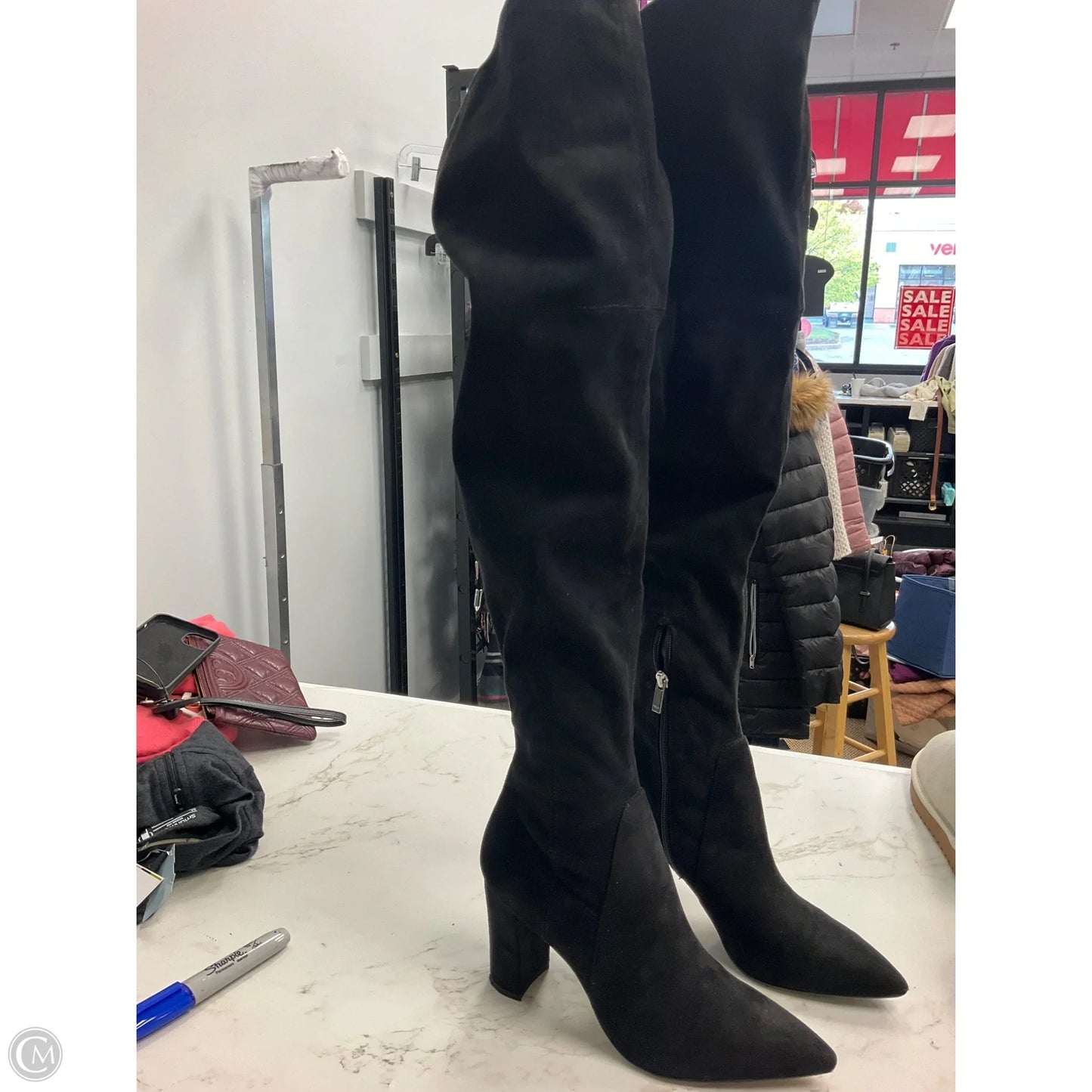 Boots Knee Heels By Marc Fisher In Black, Size: 8.5