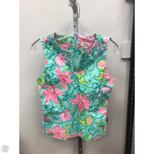 Top Sleeveless Designer By Lilly Pulitzer In Blue & Pink, Size: 2
