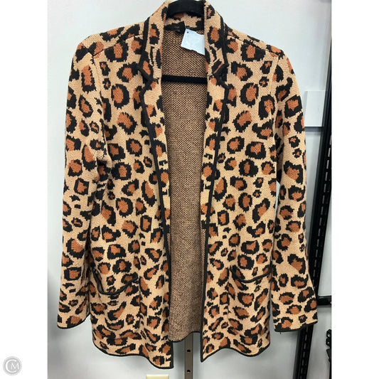 Sweater Cardigan By Talbots In Animal Print, Size: S