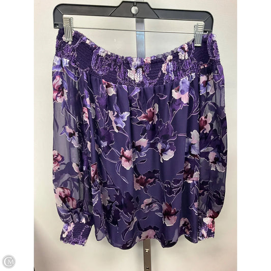 Top Long Sleeve By White House Black Market In Purple, Size: S
