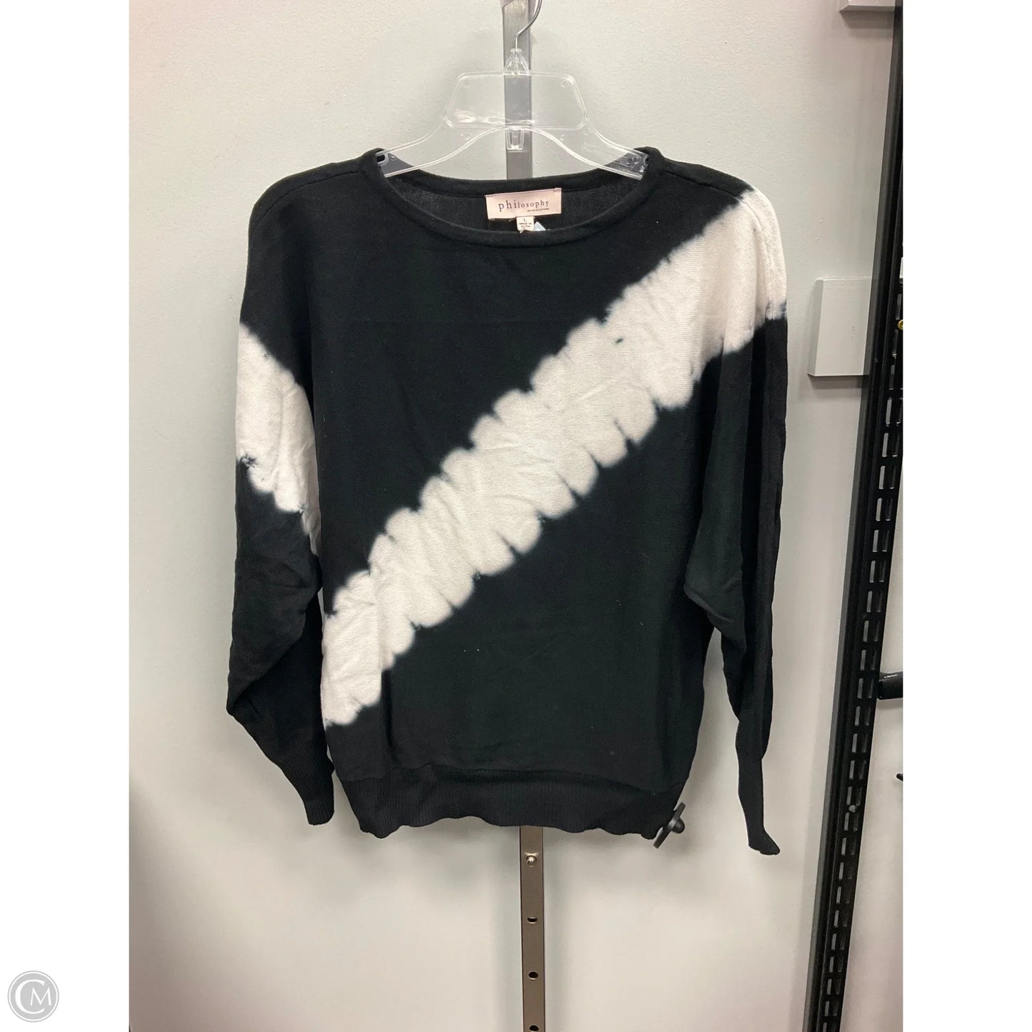 Top Long Sleeve By Philosophy In Black & White, Size: L