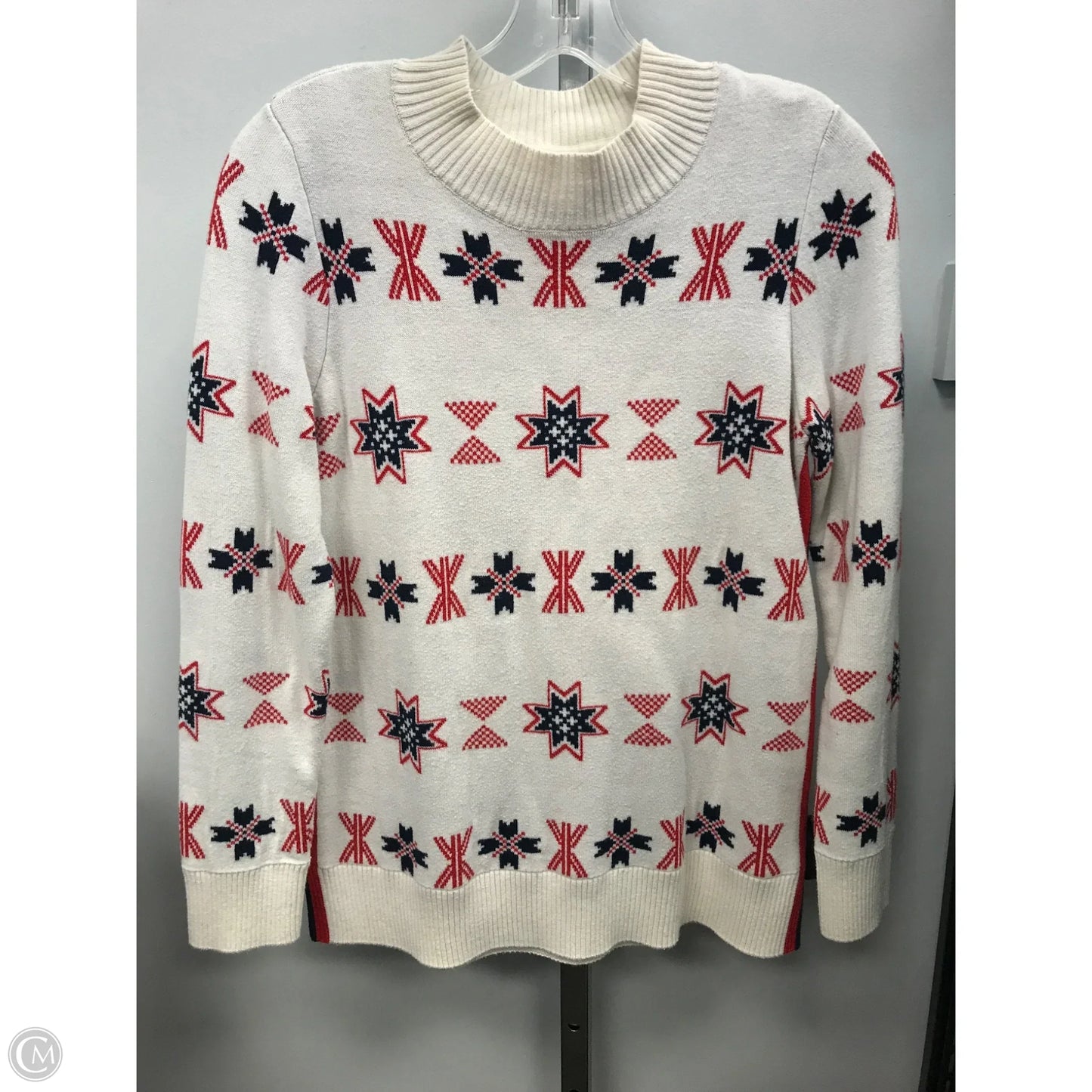 Sweater By Charter Club In Cream & Red, Size: S