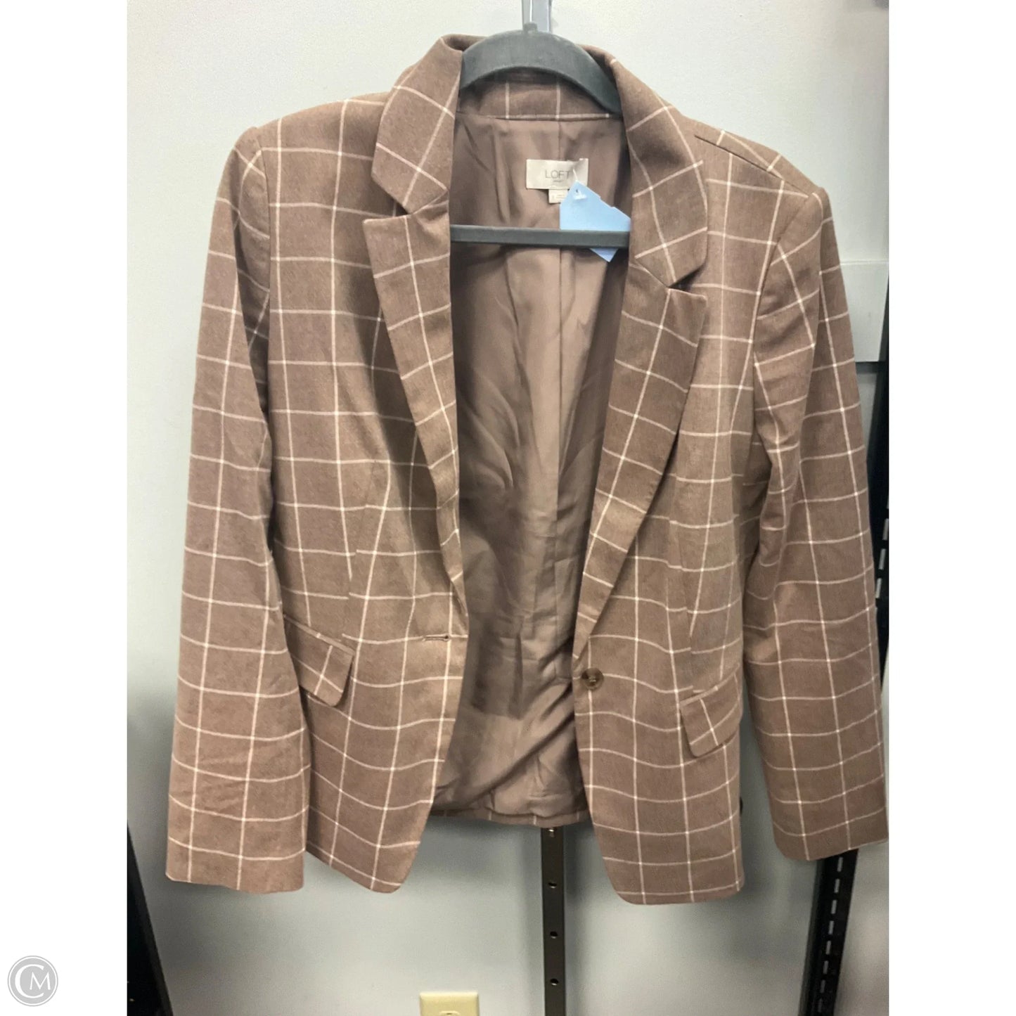 Blazer By Loft In Checkered Pattern, Size: 8