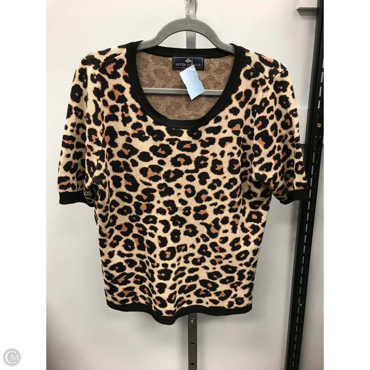 Sweater Short Sleeve By Seven Manor In Animal Print, Size: Xl