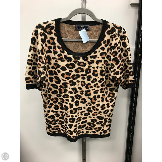 Sweater Short Sleeve By Seven Manor In Animal Print, Size: Xl