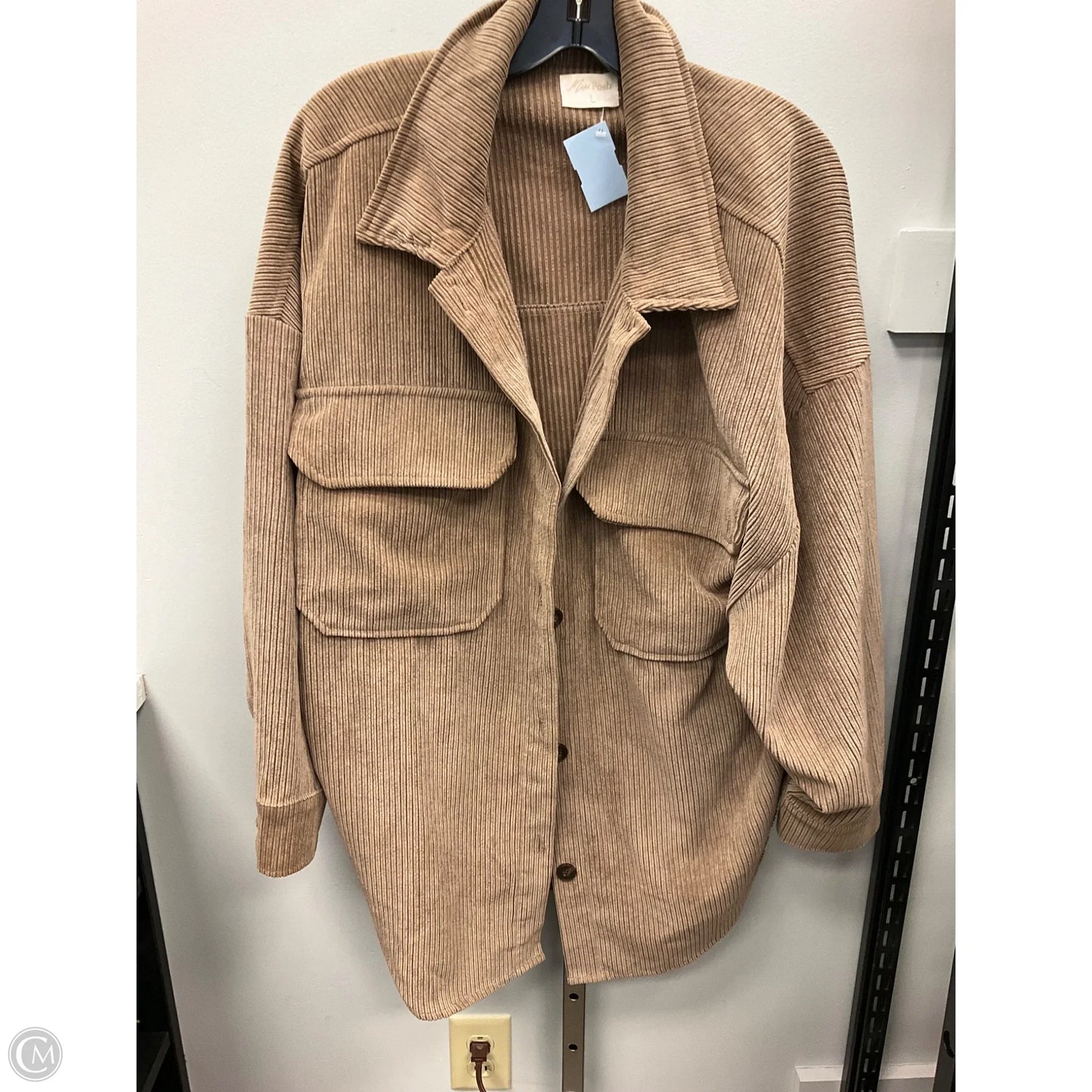 Jacket Shirt By Clothes Mentor In Brown, Size: L