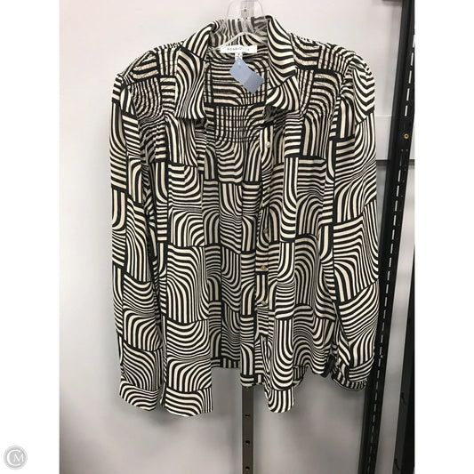 Top Long Sleeve By Rose And Olive In Black & Cream, Size: M