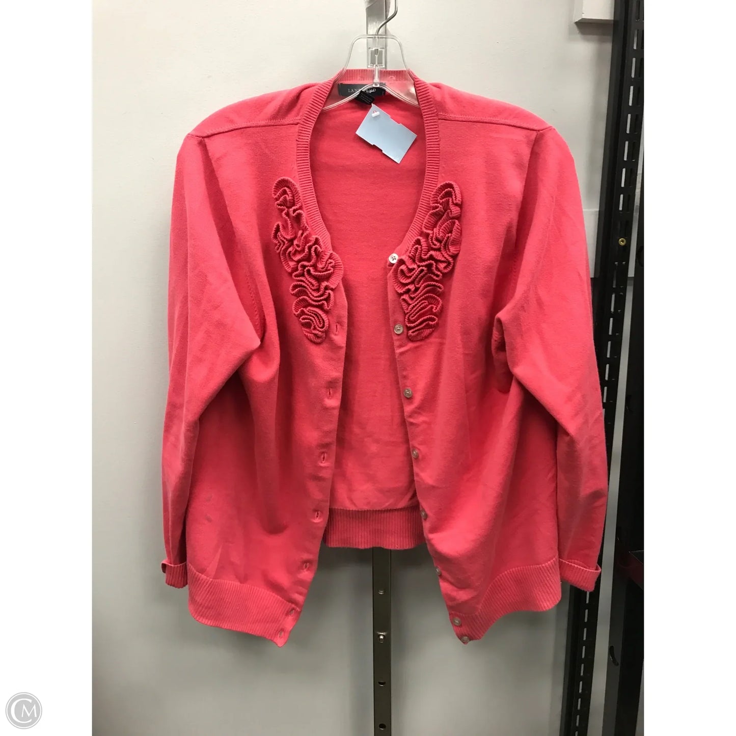 Sweater Cardigan By Lands End In Pink, Size: L