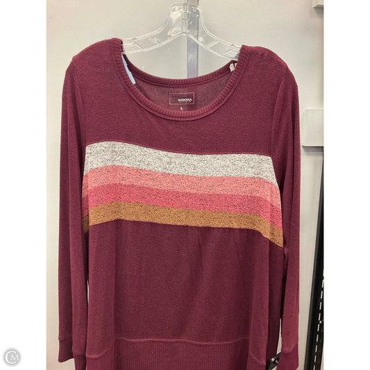 Top Long Sleeve By Sonoma In Maroon, Size: L